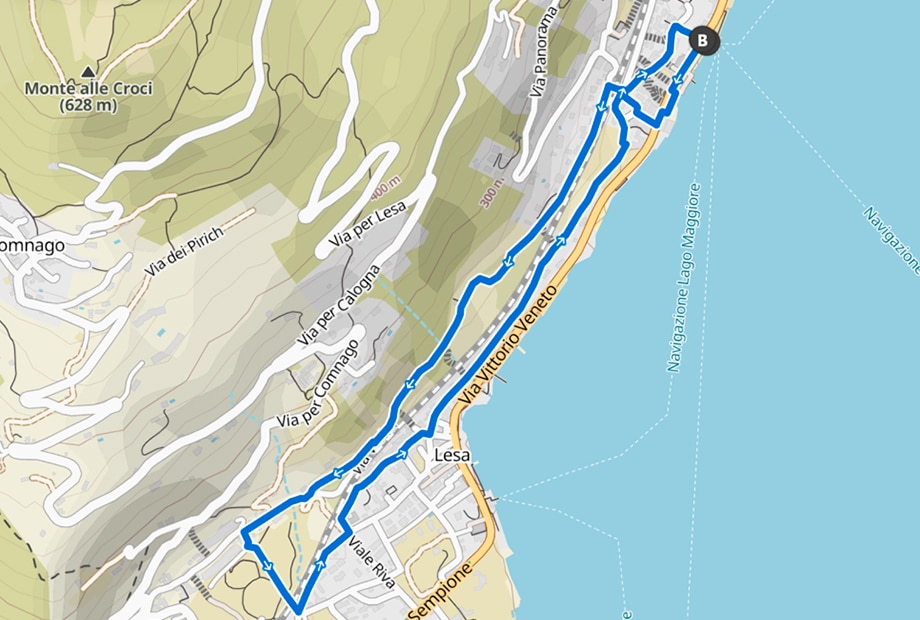 Mappa giro ad anello Belgirate Lesa