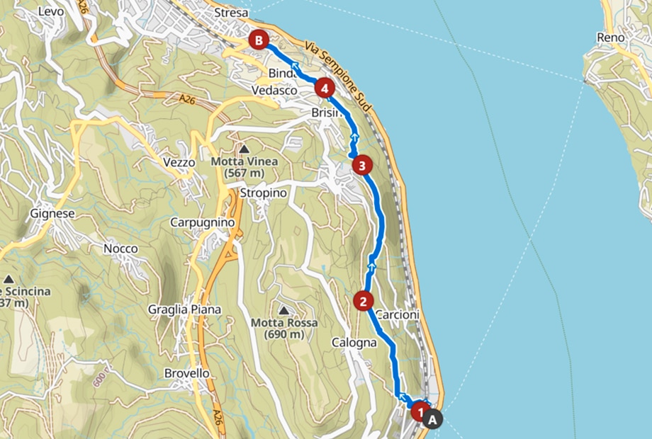 Mappa Sentiero dei Castagni Belgirate