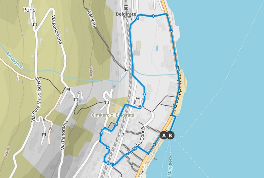 Mappa sentiero anello centro storico - lungolago di Belgirate